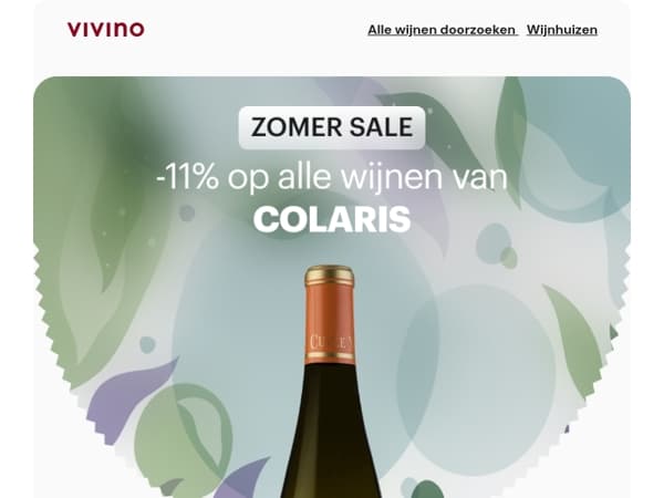 Alleen vandaag: -11% extra kassa-korting op alle wijnen van Colaris