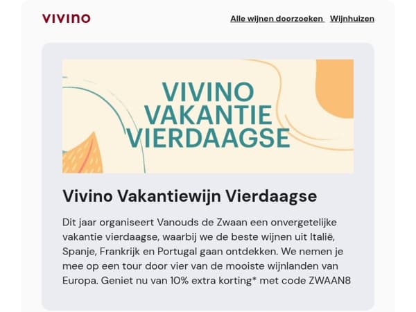 🇫🇷 Vivino Vakantiewijn Vierdaagse: -10% op de wijnen van Vanouds de Zwaan