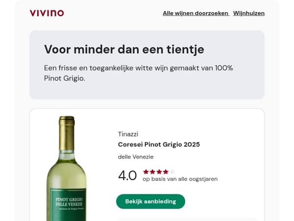 Nieuwste aanwinst: Pinot Grigio van Tinazzi