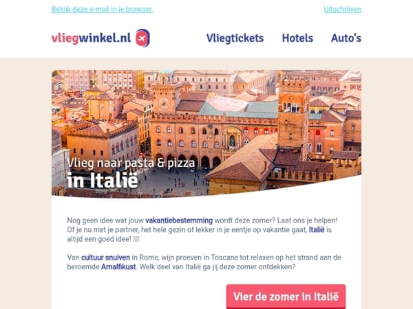 Hi Mailaanbiedingen, vlieg naar de beste pasta, pizza en wijn! 🇮🇹