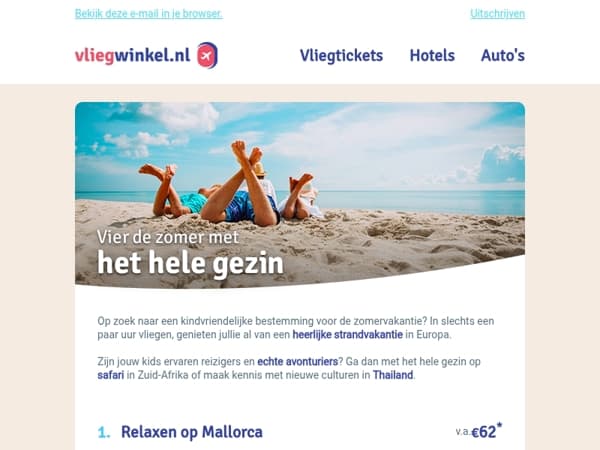 Hi Mailaanbiedingen, dit zijn de leukste bestemmingen voor het hele gezin!  🏖