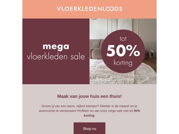 Mega vloerkleden sale: Tot 50% korting tijdens de oktober woonmaand!