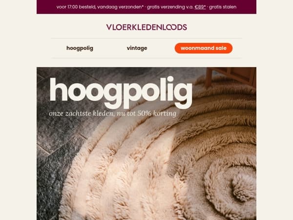 Onze zachtste kleden, nu tot 50% korting