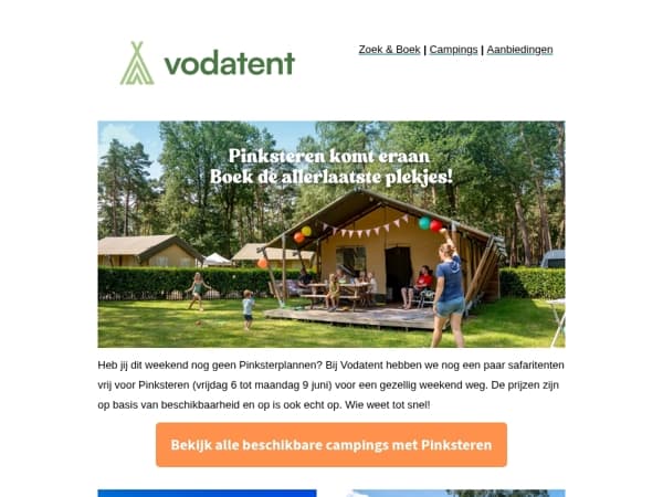 Boek de allerlaatste plekjes voor dit Pinkster weekend! 🥳