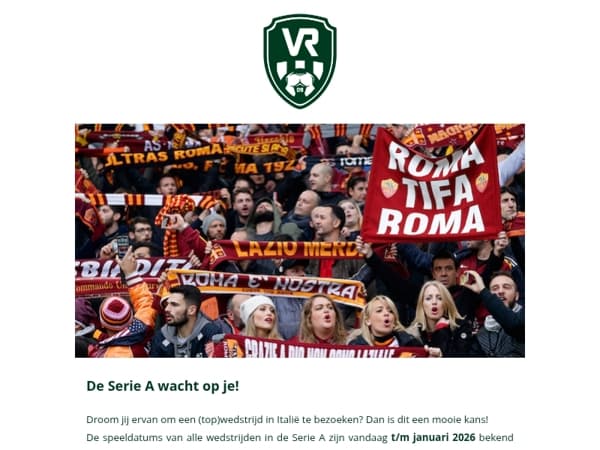 Beleef de Serie A live! Alle speeldatums t/m eind januari zijn nu bekend 🗓