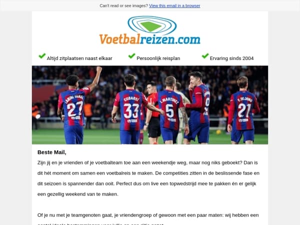 Tijd voor een voetbalreis met je team of vriendengroep? ✈