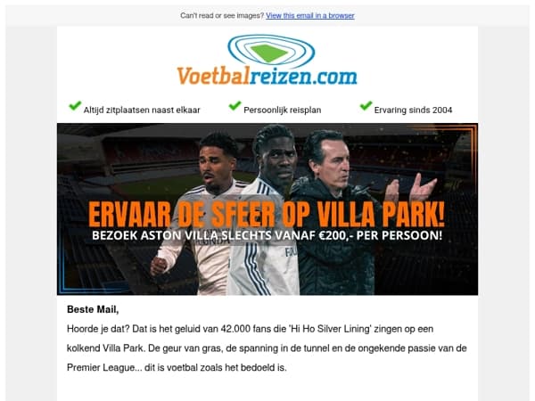 Proef de sfeer op Villa Park: Boek je reis vanaf €200!