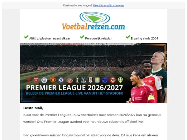 Premier League 2026/2027: Nu boekbaar! ⚽