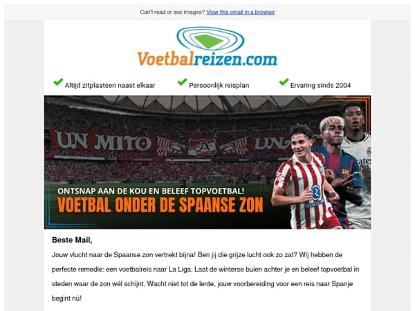 Ontsnap aan de kou: Ruil je muts in voor Spaans voetbal onder de zon