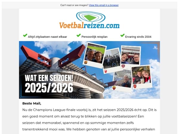 Mail, Blik jij samen met ons terug op een geweldig seizoen?