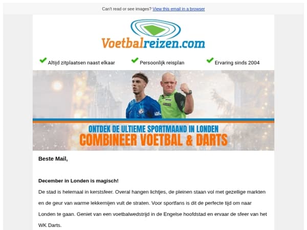 Londen wacht op jou: voetbal en darts in december ⚽🎯
