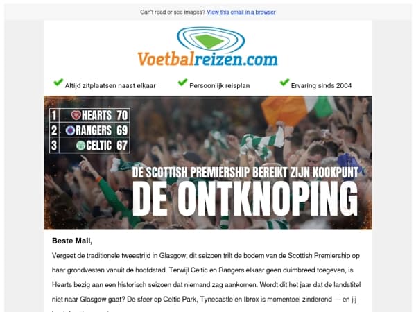 De spannendste titelstrijd in jaren: Boek nu je Schotse droomreis!