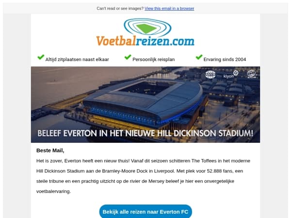 ⚽ Beleef Everton in het nieuwe Hill Dickinson Stadium!