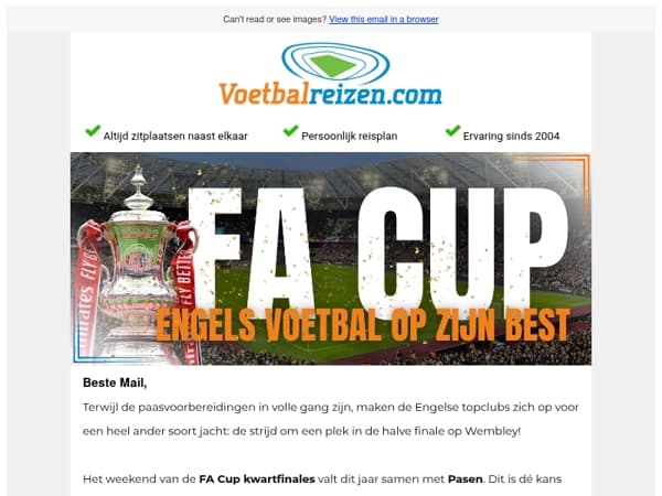 Mail, beleef jij FA Cup-voetbal tijdens Pasen?