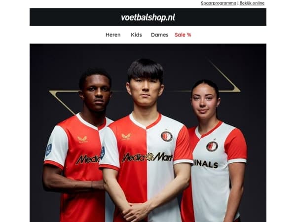 Shop de nieuwste Feyenoord, Chelsea, Ajax tenues en sneakers bij Voetbalshop!