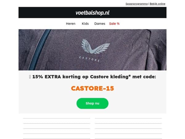 💸 15% EXTRA korting op Castore kleding met code: CASTORE-15