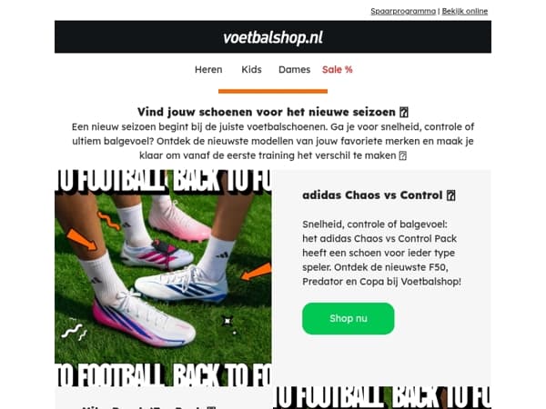 Jouw nieuwe voetbalschoenen wachten op je!