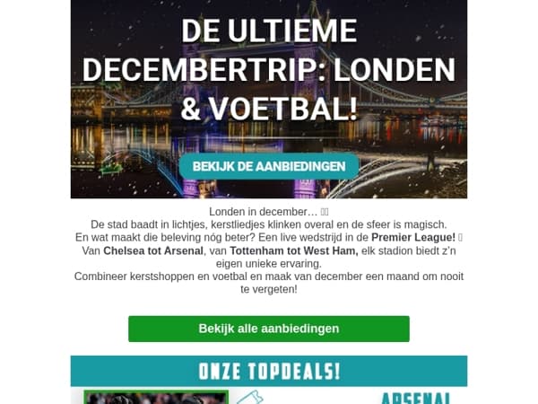 ⚽ Beleef Londen in december vol voetbal en sfeer

