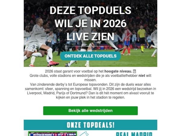🏟️ Dit zijn de wedstrijden om naar uit te kijken in 2026