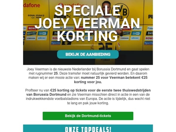 🖤💛 Joey Veerman is #25, dus krijg jij €25 korting