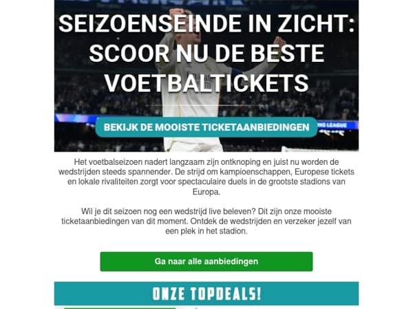 🔥 Seizoenseinde in zicht: scoor nu de beste voetbaltickets