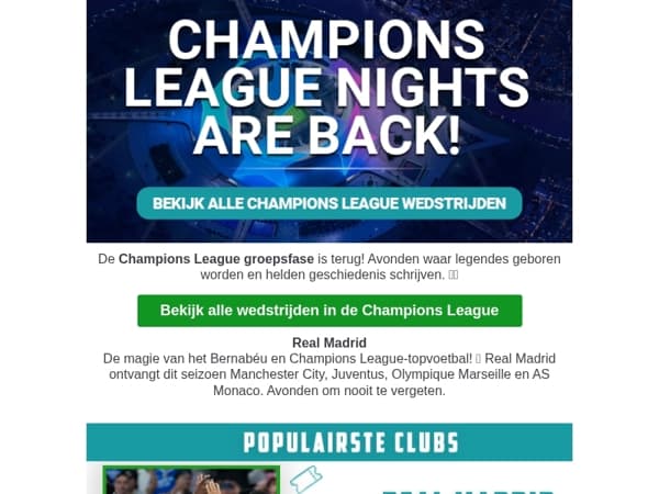 Champions League tickets nu beschikbaar! 🌟
 ⚽
