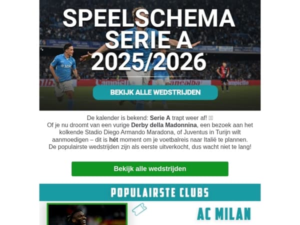 ⚡Plan nu jouw trip naar Italië – Serie A wedstrijden staan online