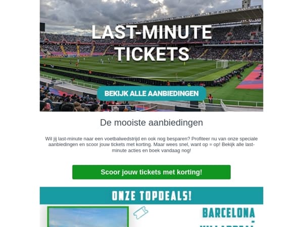 ⚡ Last-minute voetbaltickets – Scoor je korting nu!
