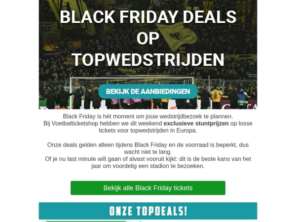 🖤 Black Friday: stuntprijzen op losse tickets
