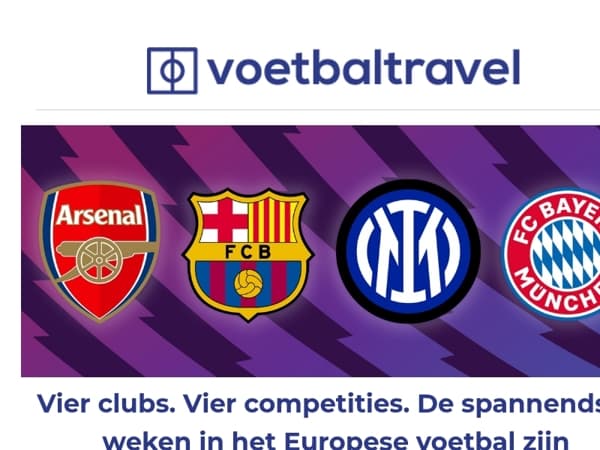 🏆 Arsenal, Barcelona, Inter, Bayern. De titel ligt binnen handbereik!