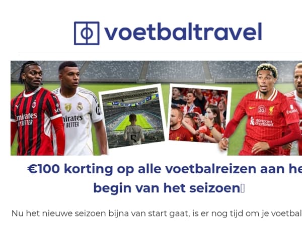 🔥Laatste dagen om €100 te besparen op uw voetbalreis aan het begin van het seizoen.