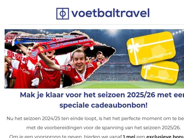 Speciale aanbieding: ontvang 10% extra op de aankoop van een cadeaubon🎁⚽