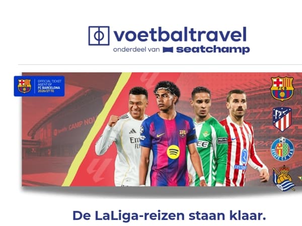 ⚽ De LaLiga-reizen voor 2026/27 zijn nu beschikbaar.