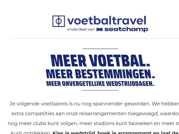 🔥 Er zijn nu nog vier competities beschikbaar om te boeken.