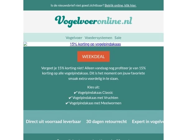 Vergeet je 15% korting niet...