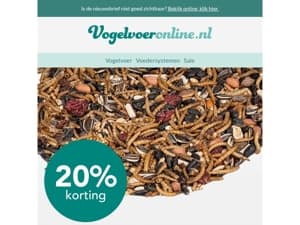 20% korting op strooivoer excellent meelwormen & fruit 🐦️