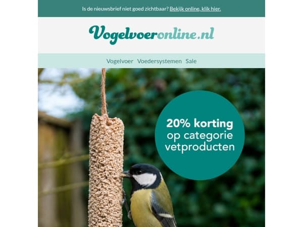 🐦 Alleen vandaag - 20% korting op alle vetproducten