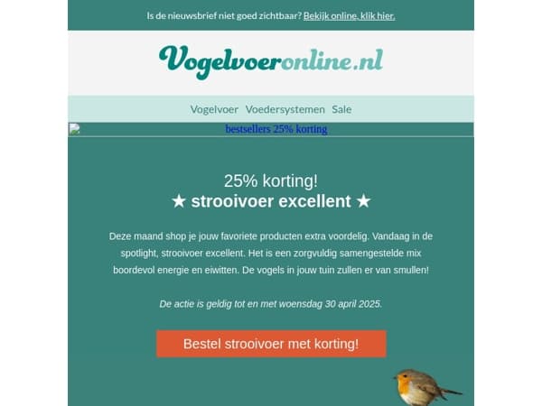 25% korting op strooivoer excellent!