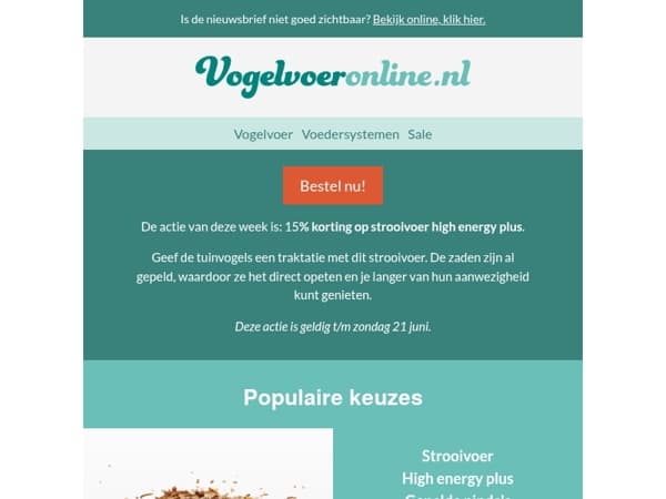 15% korting op strooivoer high energy plus