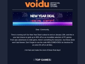 ⏳ Final Days of the New Year Deal – Up to 90% Off! 🎮