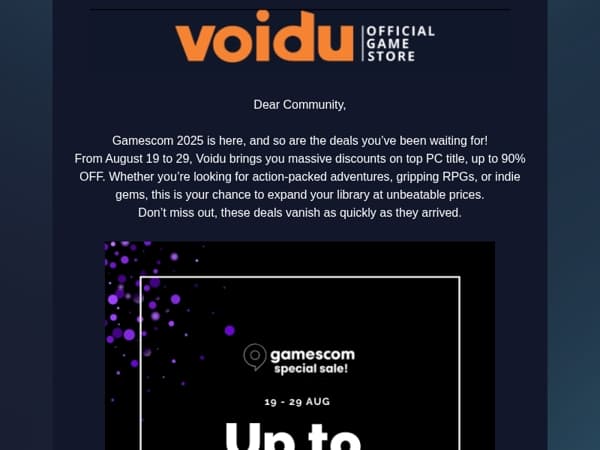 🎮 Gamescom Sale – Up to 90% OFF Your Next Adventure!