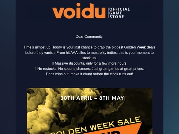 ⏳ Last Call! Golden Week Sale Ends Tonight!