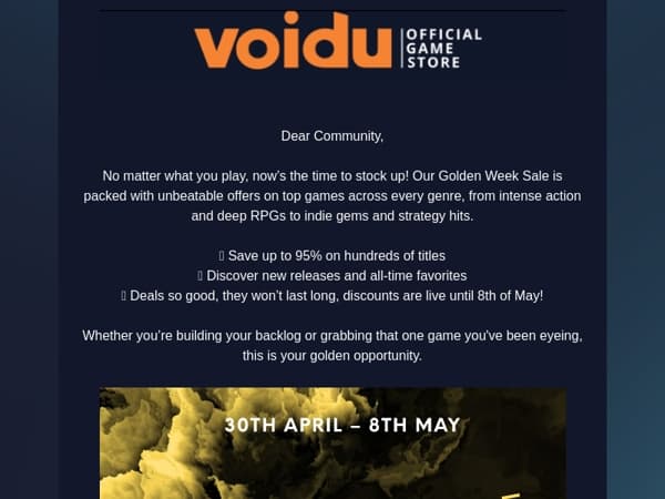 🟡 Golden Week Sale is Live – Up to 95% Off Must-Play Titles!