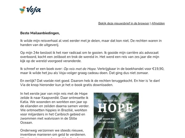 Ik kon mijn reisboek niet aan je geven. Tot nu