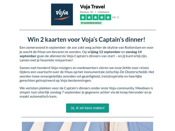 Win 2 kaarten voor Voja’s Captain’s dinner!