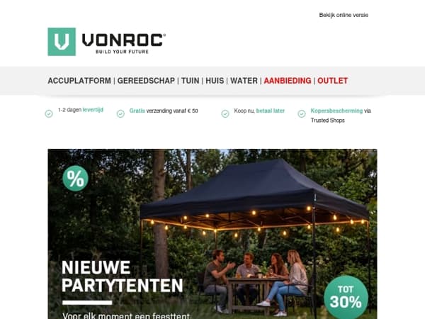 🎪 Geniet van korting op onze nieuwe partytenten!