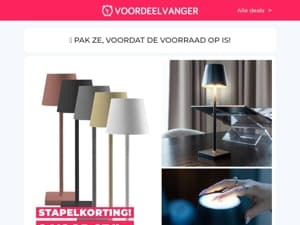 📦 STAPELKORTING: Tafellamp Draadloos -75% / Gillette Fusion5 Scheermesjes / Velvet Bedsprei / Kleerhangers / Transportwagen