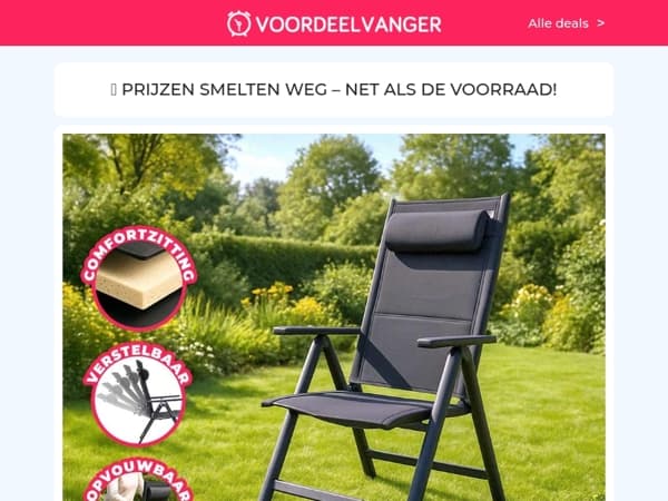 💥 ZOMERKNALLER 💥 Luxe Tuinstoel -57% / Air Cooler / Korte Broeken / Kruiwagen / Insect Light