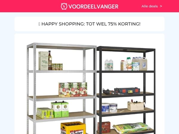 👍 Profiteer NU: Robuuste Stellingkasten -72% Korting / Stormparaplu / Voetenveger 1+1 / Regenton / Kattenverjager