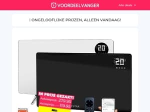 In Prijs Gezakt: 63% KORTING op Infrarood Paneelverwarming / 8x Glazen Vershouddozen / Verwarmd Voetenkussen / Up Down 2+2 Gratis / Auto Ontvochtiger 1+1
